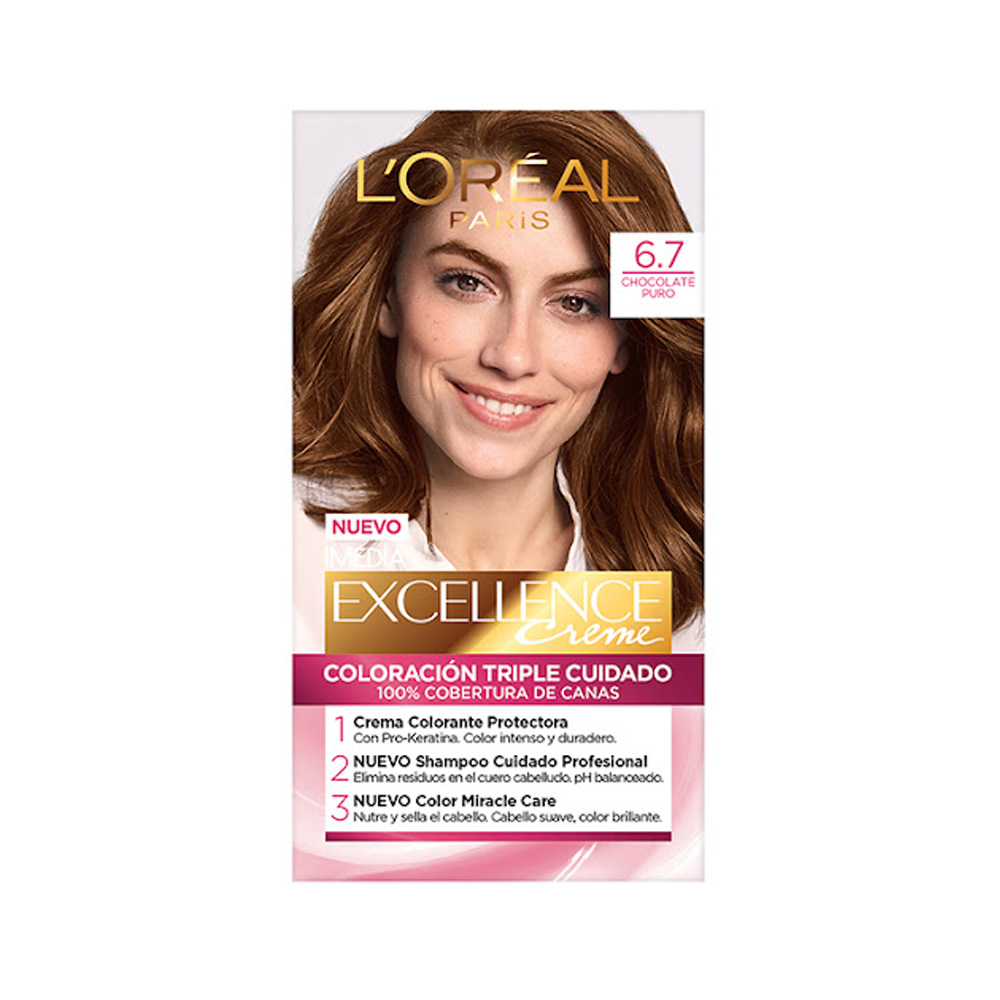 Tinte Loreal Excellence Kit Creme 6.7 Chocolate