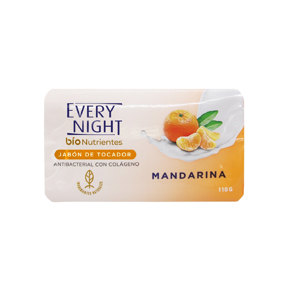 Jabón en Barra Every Night Bío Nutrientes Antibacterial Mandarina 110g