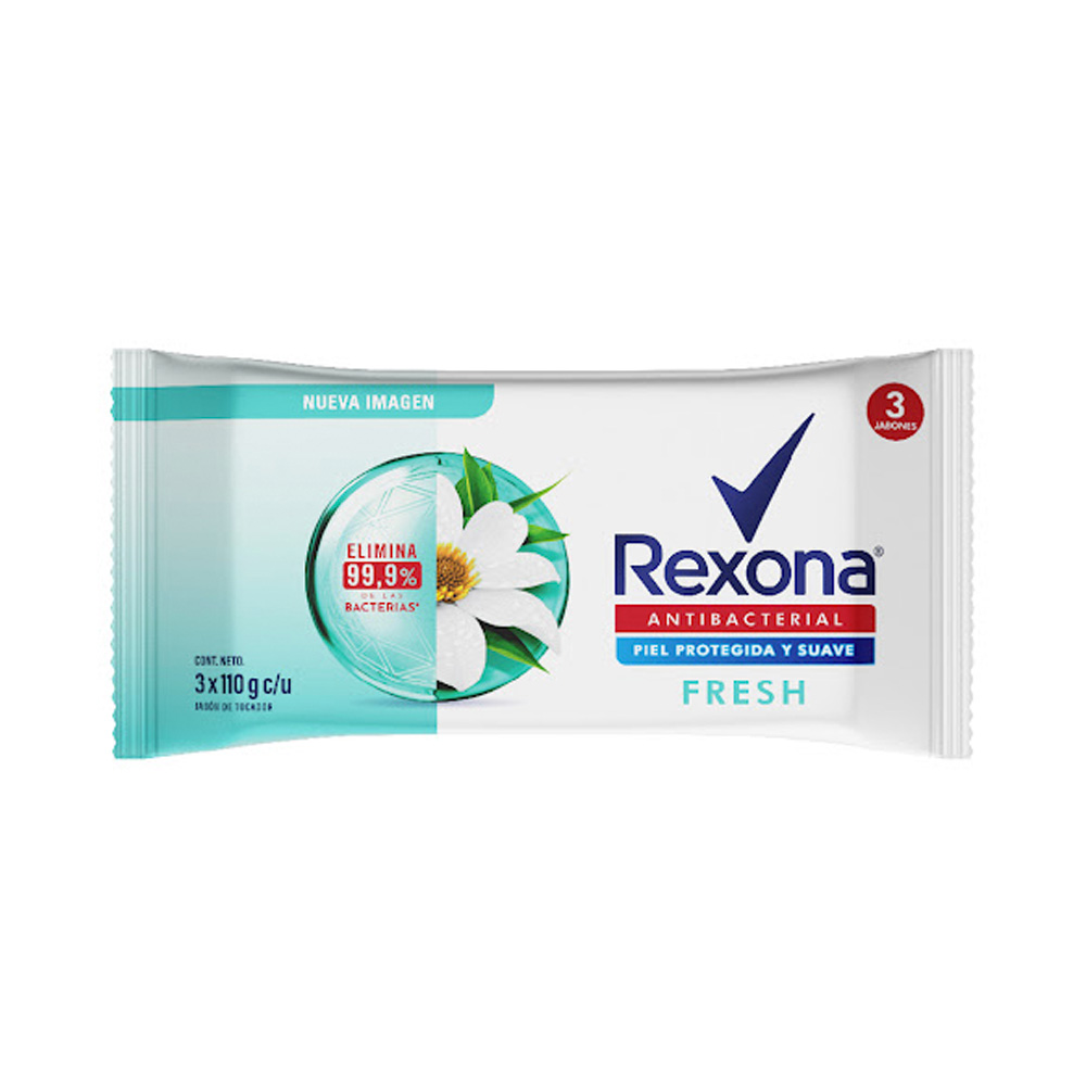 Jabón en Barra Rexona Antibacterial Fresh 3x110g