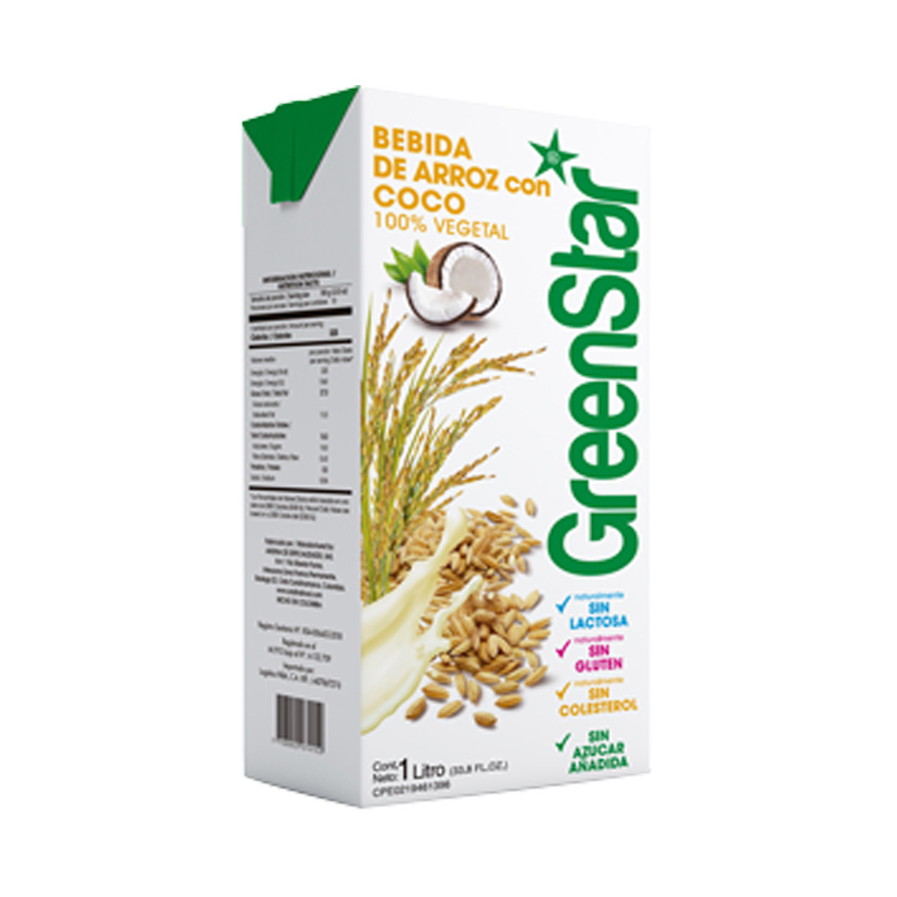 Bebida GreenStar Leche de Arroz con Coco 1L