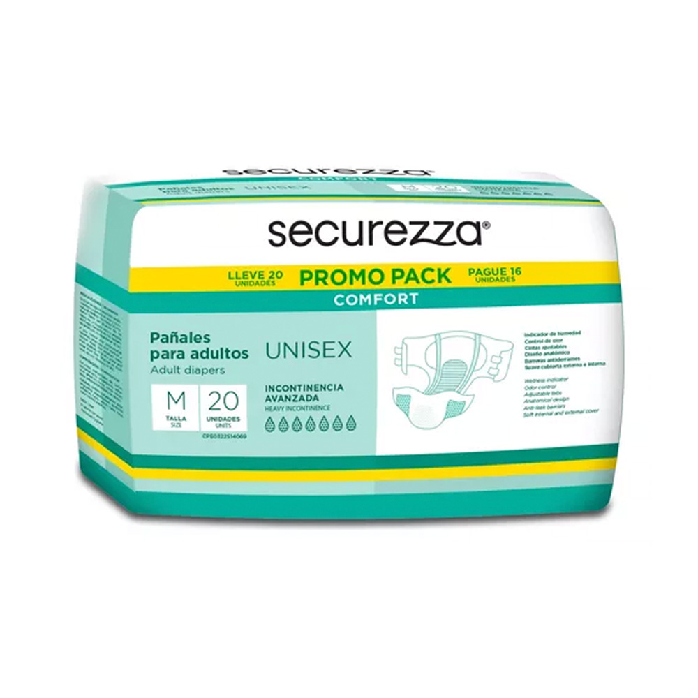 Pañal de Incontienencia Securezza Comfort Talla M 20uds