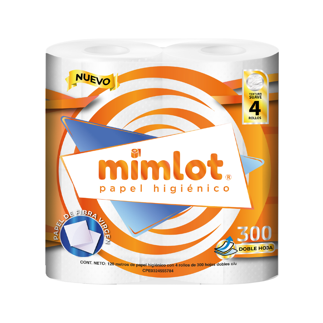Papel Higiénico Mimlot 4 Rollos x 300 Hojas