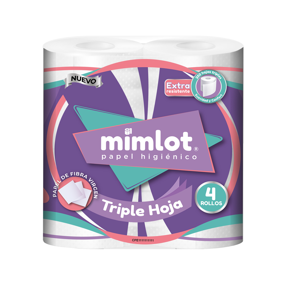 Papel Higiénico Triple Hojas Mimlot 4 Rollos